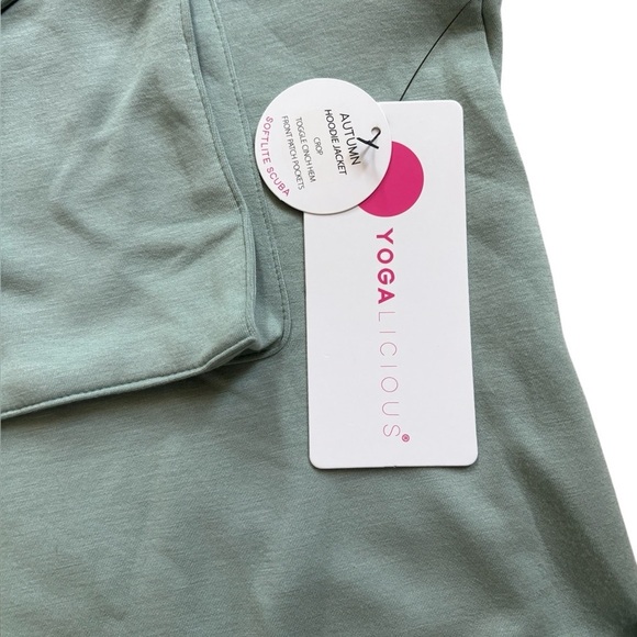 YOGALICIOUS Softlite Scuba Autumn HOODIE JACKET  color Iceberg Green Size Small - Picture 6 of 6